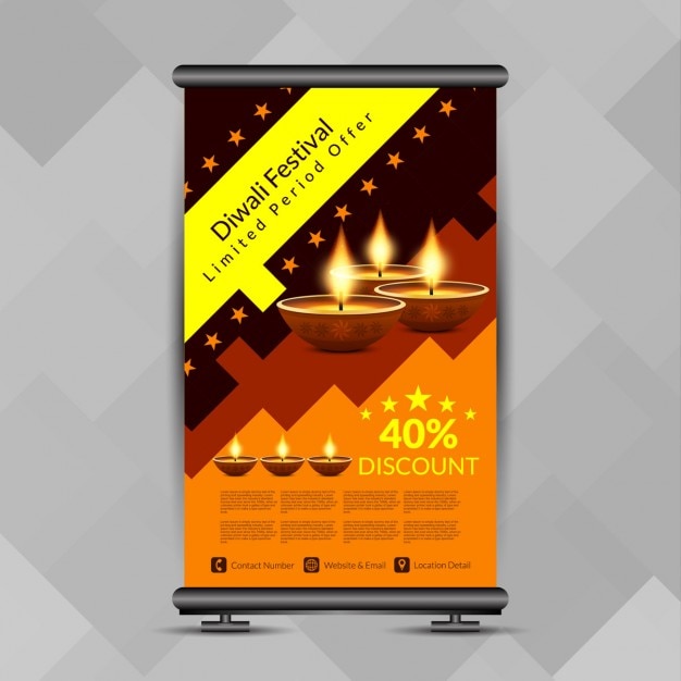 Diwali-fest bunt roll-up banner stand-design