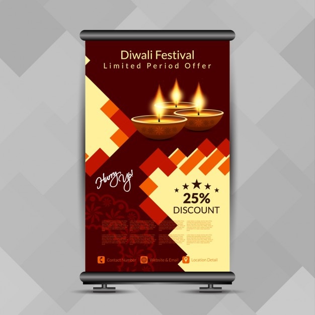 Diwali-fest bunt roll-up banner stand-design