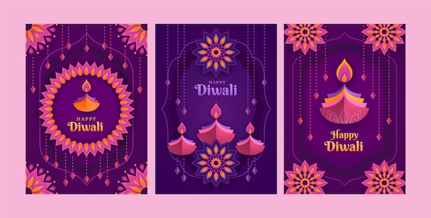 Diwali-festival-kartensammlung im papierstil