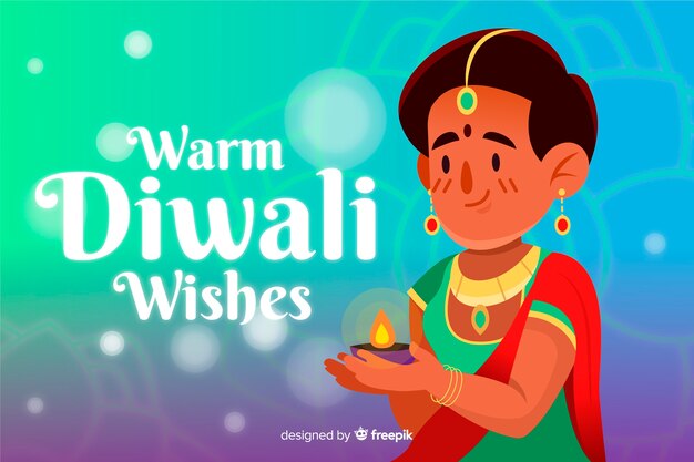 Diwali-Konzept mit Hand gezeichnetem Hintergrund