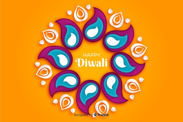 Diwali-orangenhintergrund in der papierart