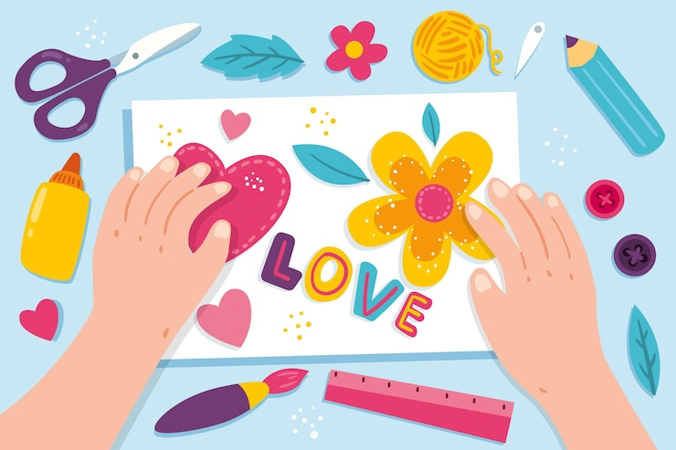 Kostenlose Vektor diy kreatives werkstattkonzept mit handillustration