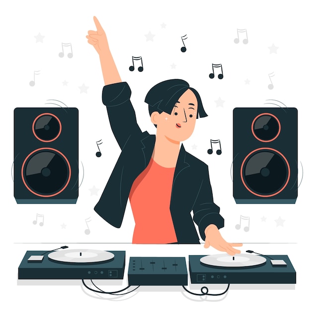 Dj-mädchen-konzeptillustration