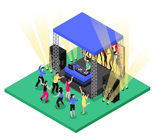 Kostenloser Vektor dj music isometric composition