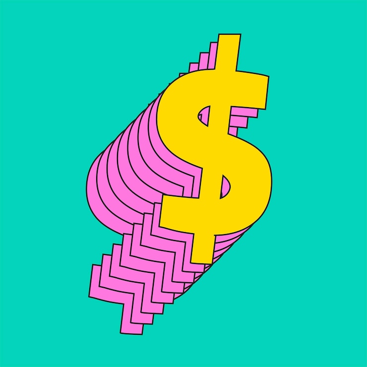 Kostenlose Vektor dollarsymbol geschichtete 3d-vektorschriftart