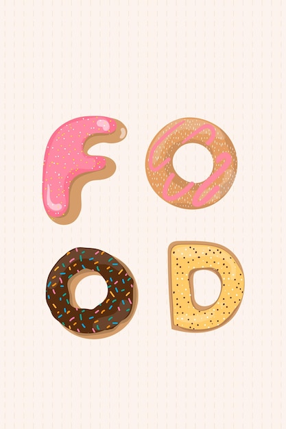 Kostenloser Vektor donut food-wort-typografie-vektor