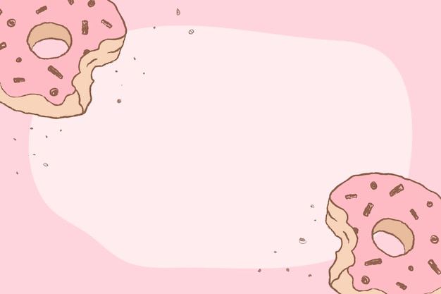 Kostenloser Vektor donut rosa hintergrundrahmen, niedlicher illustrationsvektor