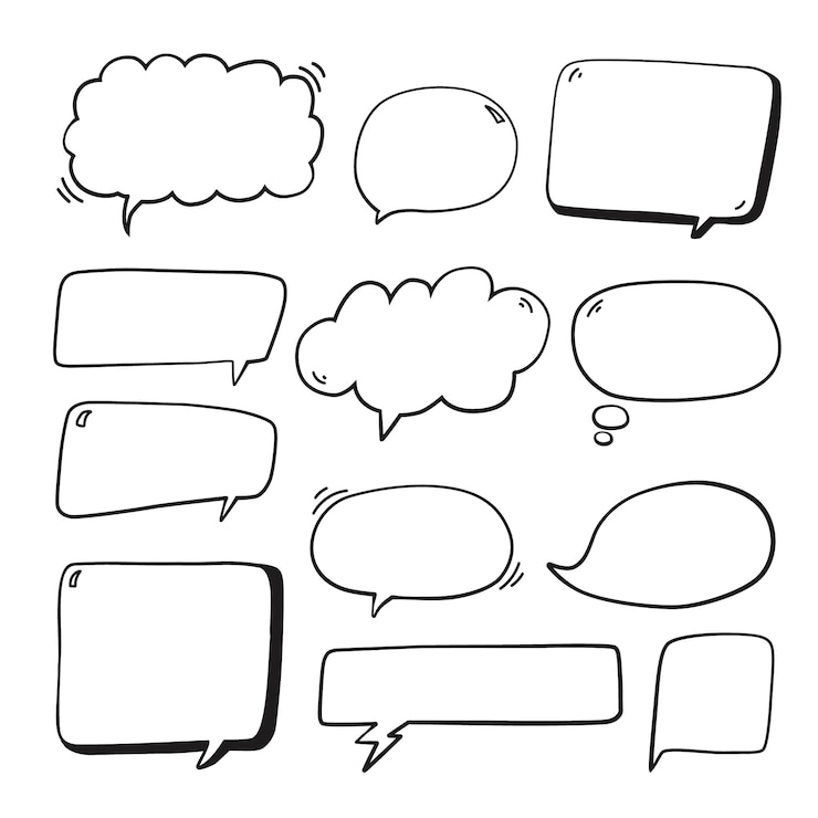 Kostenlose Vektor doodle handgezeichnete sprechblasen-illustrationen