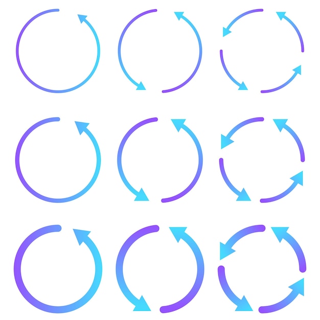 Kostenloser Vektor doodle-synchronisierungspfeile legen die farbverlaufsfarbe fest