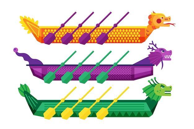 Kostenloser Vektor drachenboot sammlung thema