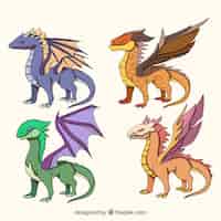 Kostenloser Vektor dragon charakter sammlung