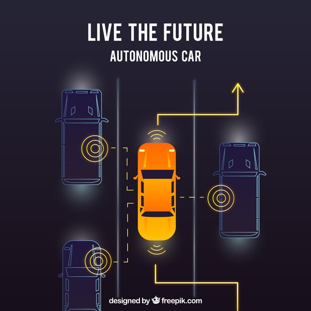 Draufsicht des futuristischen autonomen Autos mit flachem Design