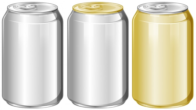 Drei aluminiumdosen ohne etikett