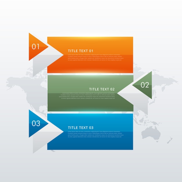 Drei schritte moderne bunte infografische vorlage für business-präsentation