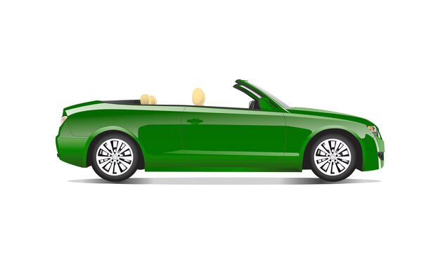 Dreidimensionales Bild des grünen Autos getrennt auf weißem Hintergrund