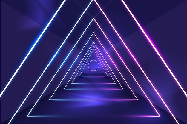Dreiecke abstrakter Neonlichthintergrund