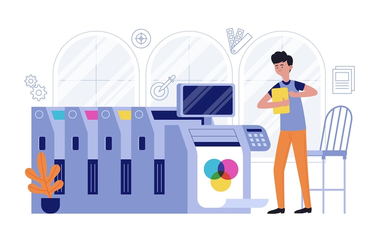 Kostenlose Vektor druckindustrie illustration