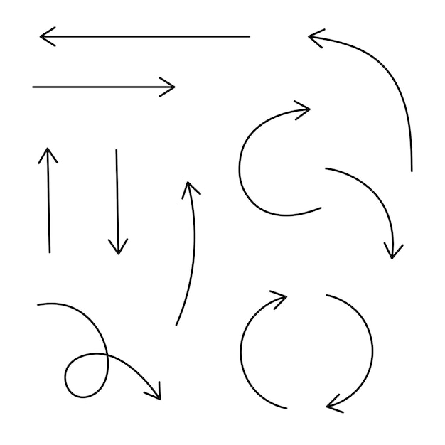 Dünne linien-pfeile-set