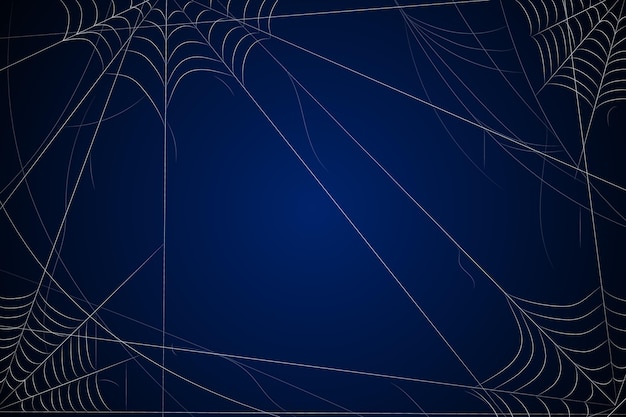 Dunkelblauer Halloween-Hintergrund mit Spinnennetz