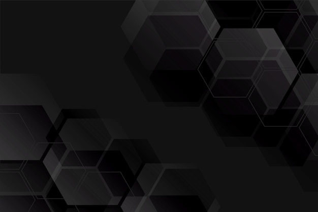 Dunkelschwarzes sechseckiges Hintergrunddesign