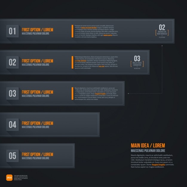 Kostenloser Vektor dunkle infografik steps template