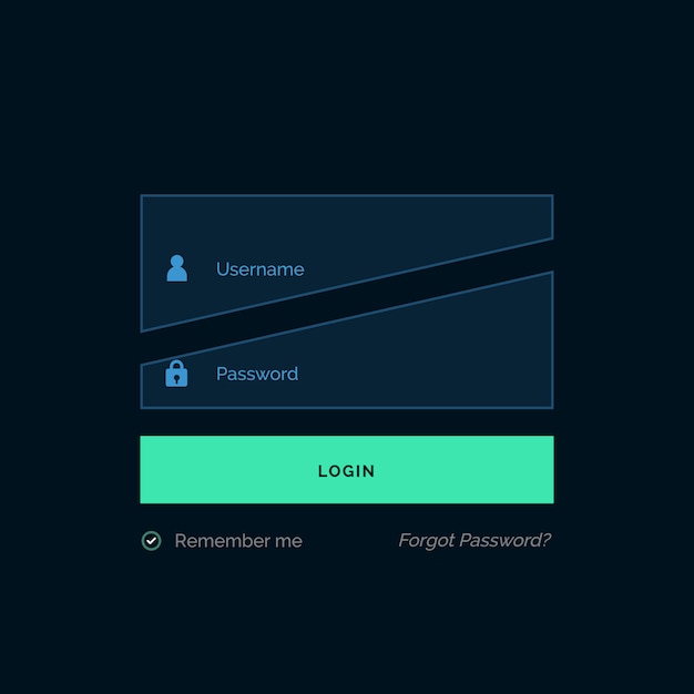 Kostenloser Vektor dunkle login vorlage ui design vektor