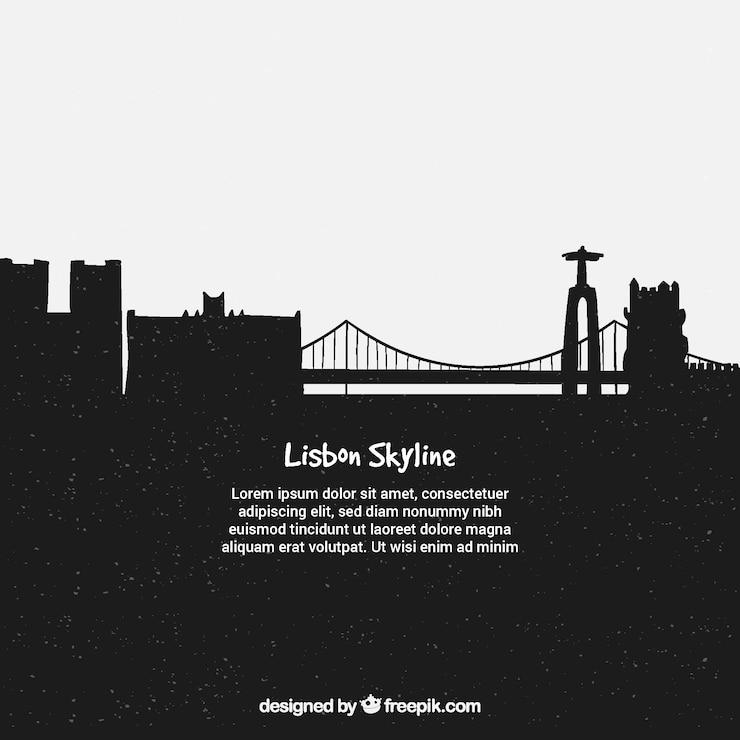 Kostenlose Vektor dunkle skyline von lissabon