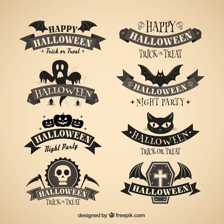 Kostenlose Vektor dunklen halloween-abzeichen