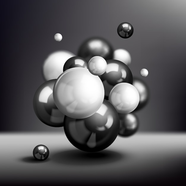 Kostenloser Vektor dunkler molekülhintergrund der kugeln 3d