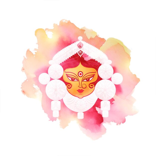 Durga Pooja Festivalkarte im Aquarellstil
