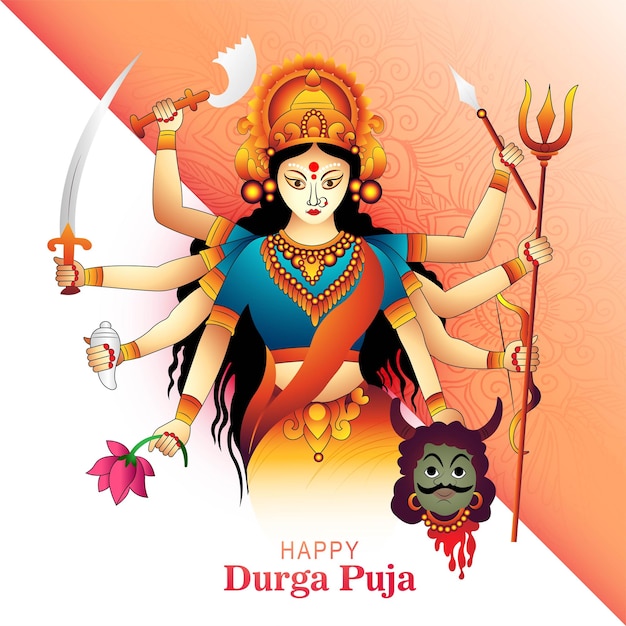 Kostenloser Vektor durga puja festival grußkarte hintergrund