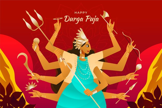 Durga-Puja-Hintergrund mit Farbverlauf