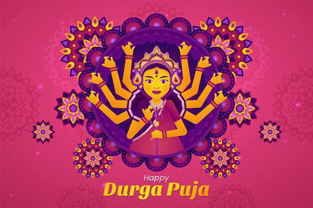 Durga-Puja-Hintergrund mit Farbverlauf