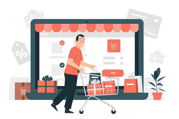 Kostenlose Vektor e-commerce-checkout-laptop-konzeptillustration