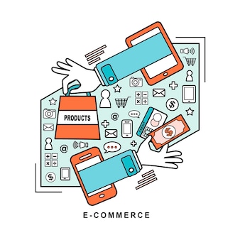 E-commerce-ideen: produkt im online-shop im line-style kaufen