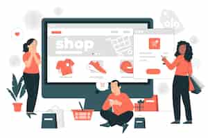 Kostenloser Vektor e-commerce-webseitenkonzeptillustration