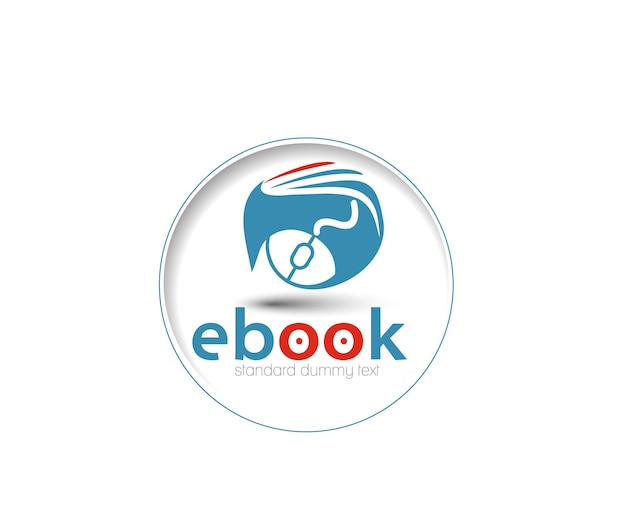 Ebook-logo mit buchikonen-vektorillustration