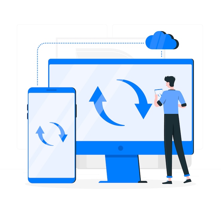 Kostenlose Vektor echtzeit-sync-konzept illustration