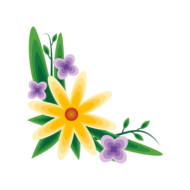Eckrahmen Blumen Ornament isolierte Ikone