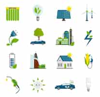 Kostenloser Vektor eco energy flat icons