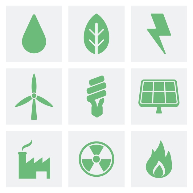 Kostenloser Vektor eco und grüne ikonenillustration