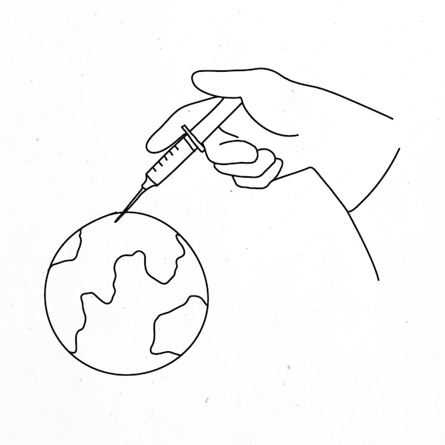 Kostenloser Vektor effektive impfstoff-vektor-doodle-illustration