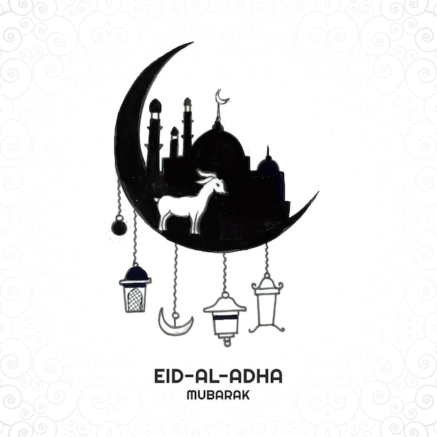 Eid al-adha-grußkarte für muslimischen feiertagshintergrund