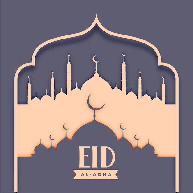 Eid al adha islamische karte mit moschee-design