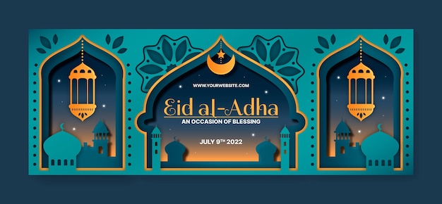 Eid al-adha-social-media-cover-vorlage im papierstil