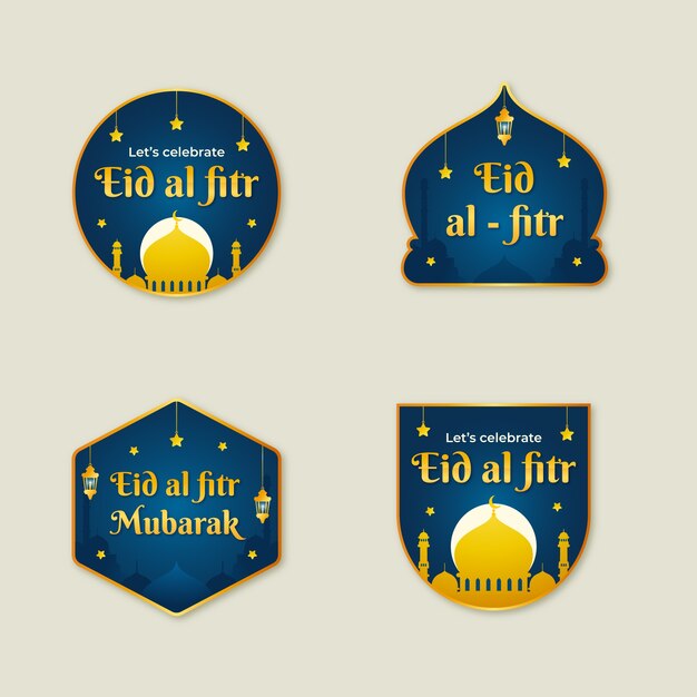 Eid al-fitr Etikettensammlung mit Farbverlauf