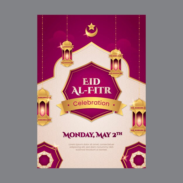 Eid al-fitr-Plakatvorlage mit Farbverlauf