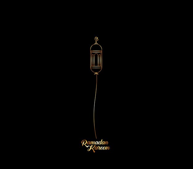 Eid Mubarak Feier Goldkalligrafie Stilvoller Schriftzug Ramadan Kareem Text mit Lampenvektorillustration