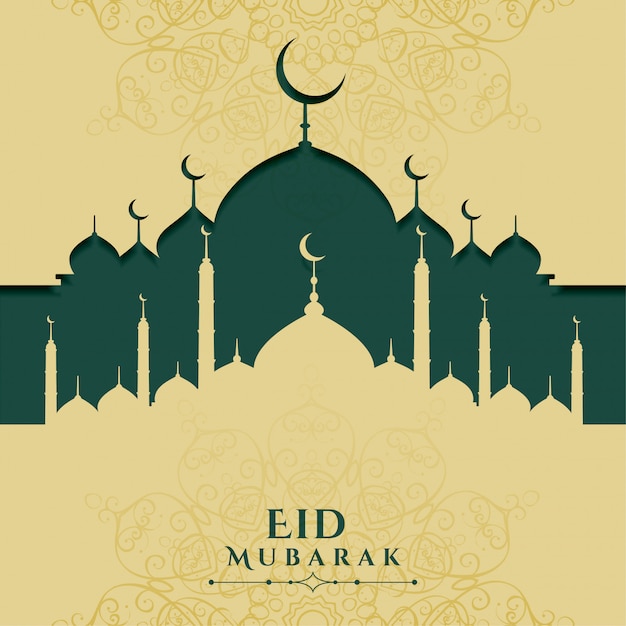 Kostenloser Vektor eid mubarak festival islamischen gruß design hintergrund