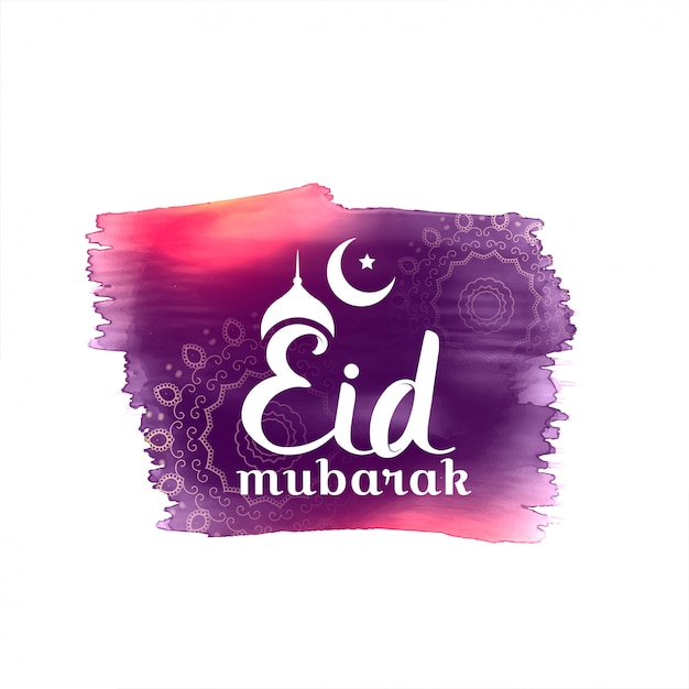 Eid Mubarak Hintergrund mit lila Aquarell gemacht